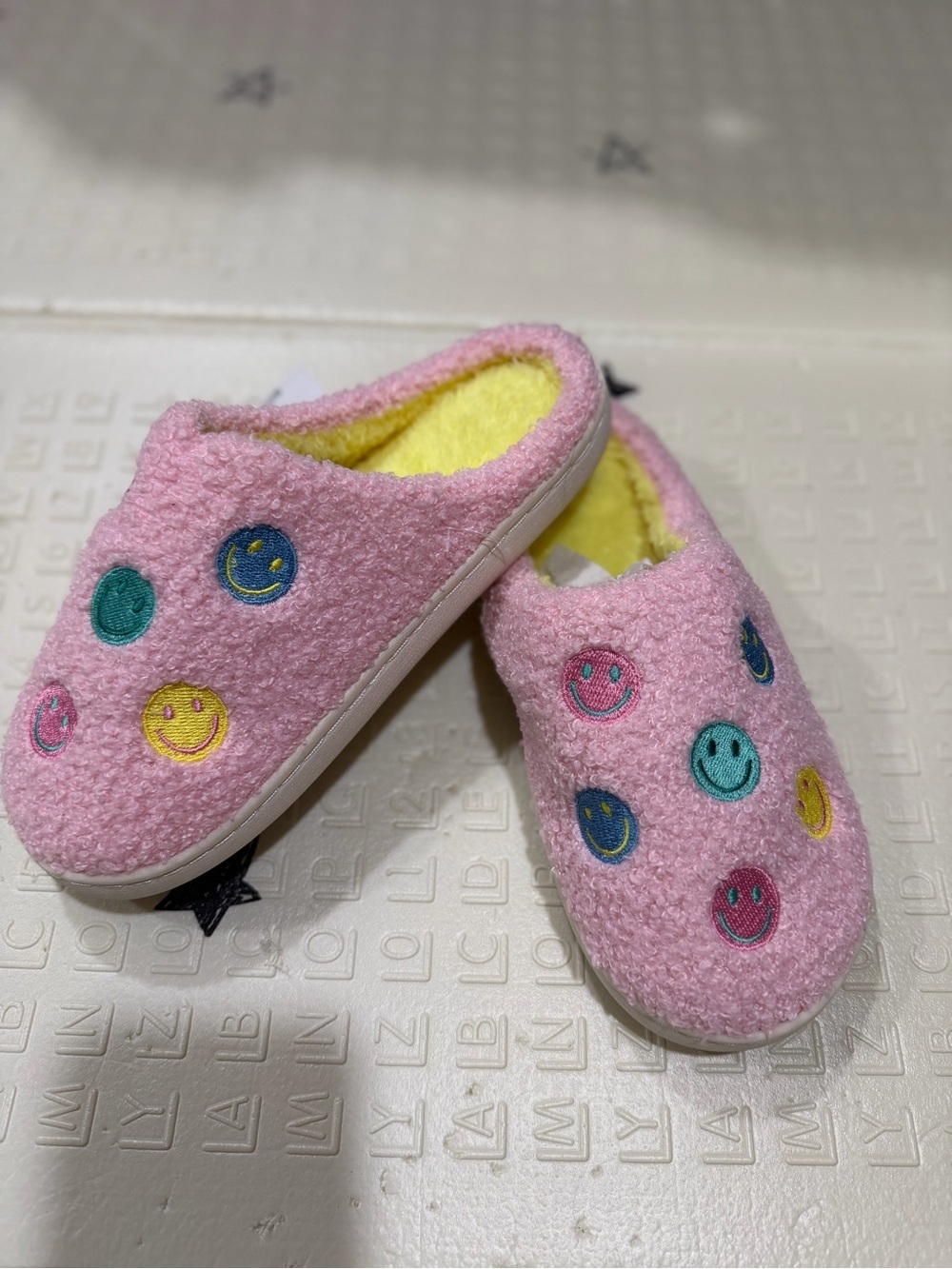 Pink Smiley Slip-On One-Piece Slippers